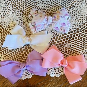 Hair Bow Set - Pink, White, Lavender, ballet print